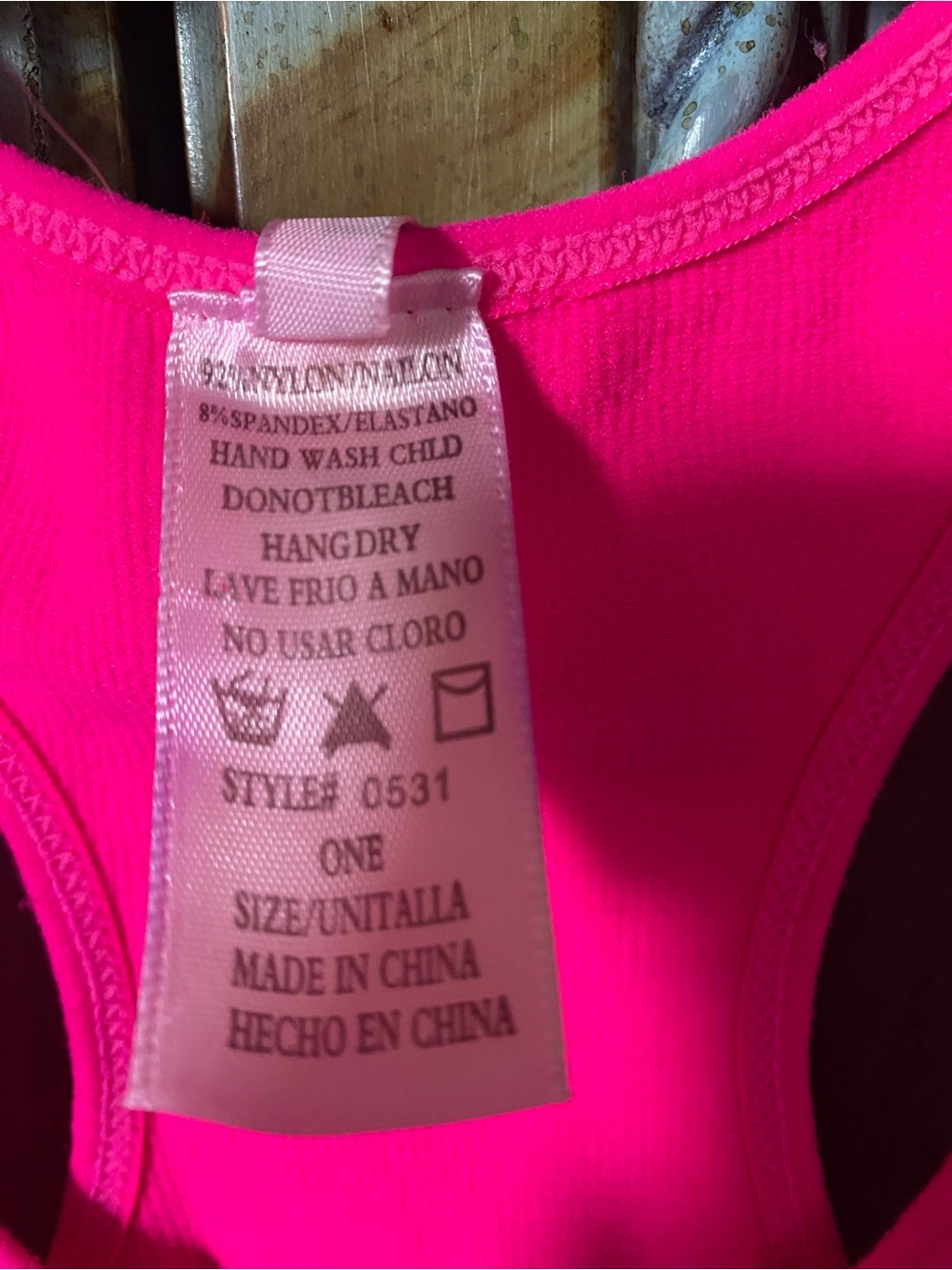 Bright Hot Pink Ribbed Racerback Tank Top by Tanco - Picture 3 of 5